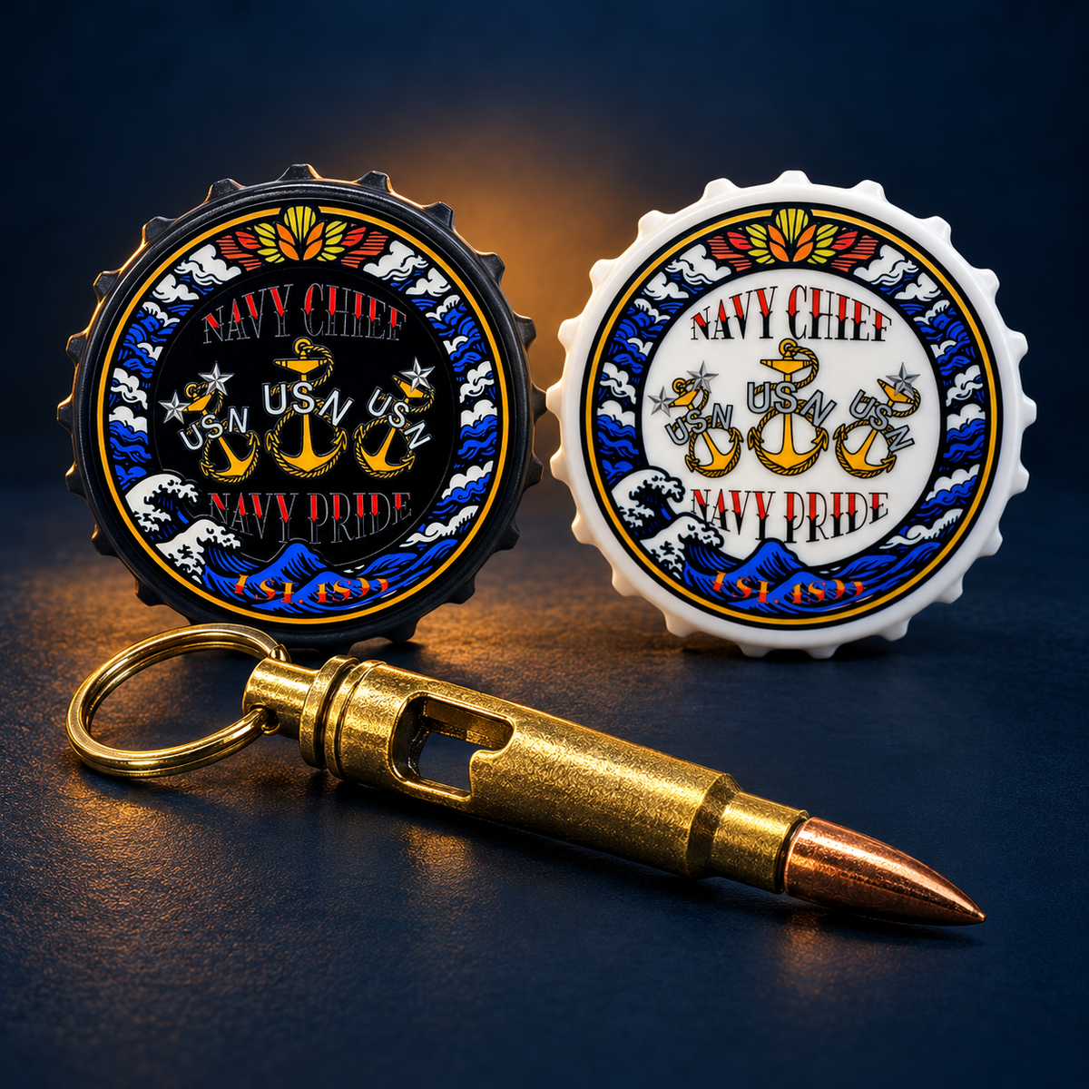 Bottle Openers — Victory By Volume Navy-inspired collection