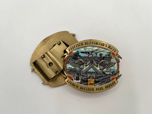 Gold Aviation Boatswain’s Mate belt buckle front and back