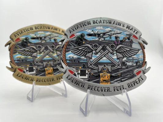 Aviation Boatswain’s Mate belt buckles in silver and gold