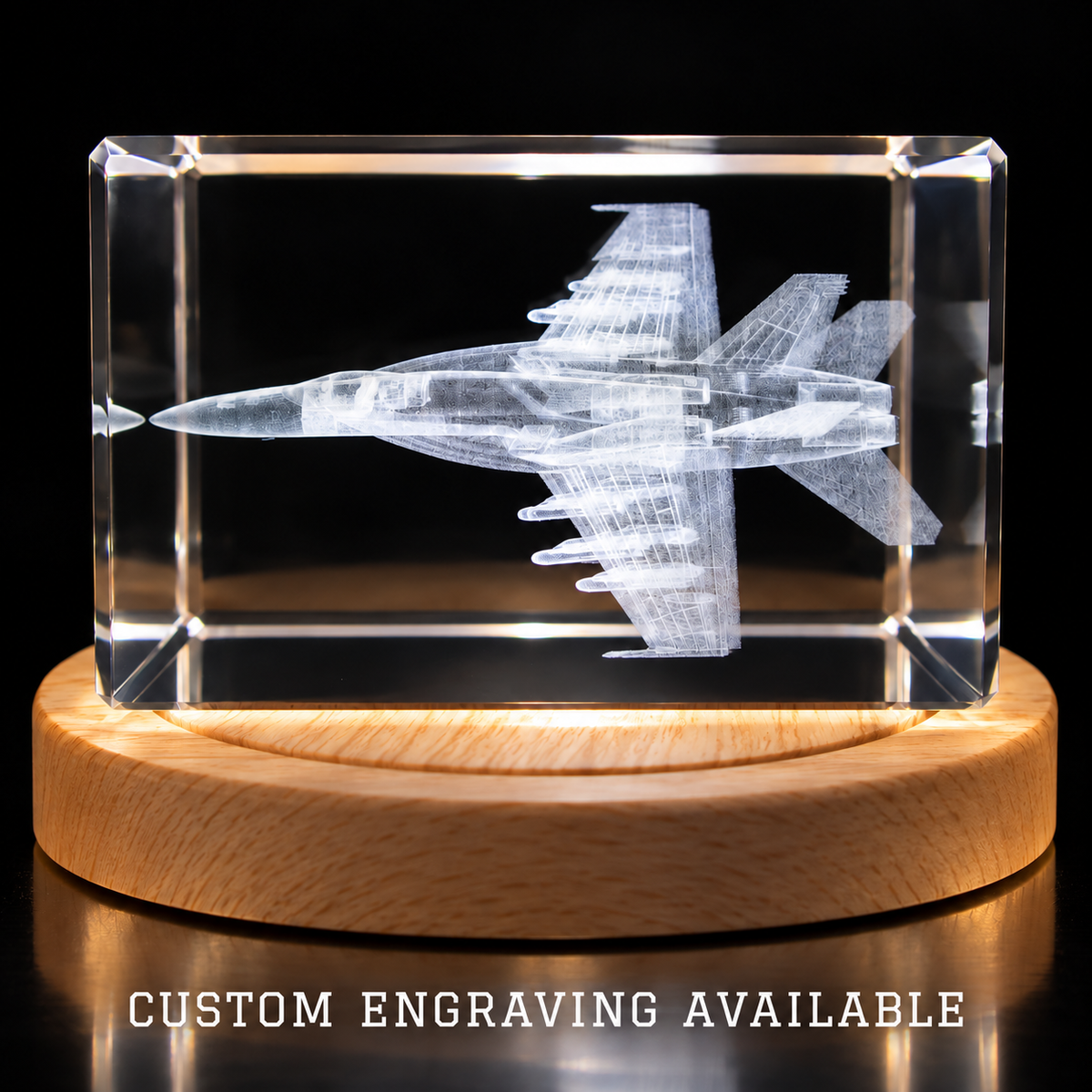 F/A-18 crystal with Custom Engraving Available caption