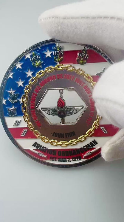 Aviation Ordnanceman Spinner Challenge Coin